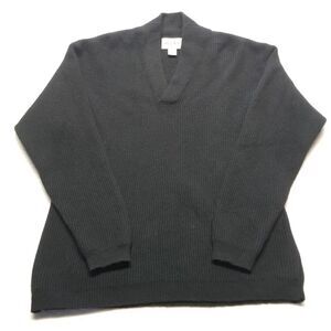 Eddie Bauer Mens Large Sweater Wool Shawl Collar Ribbed Knit Pullover Preppy